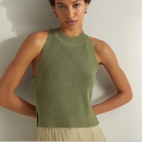 Wilfred Tops - Aritzia Wilfred Green Ribbed Knit Sleeveless Tank Top